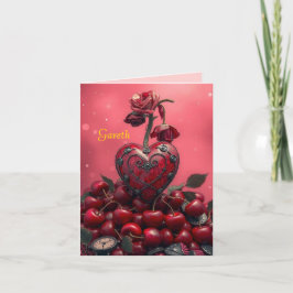 Tarjeta Festiva Cherry Steampunk Valentine