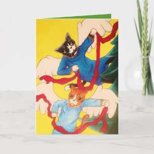 Tarjeta Festiva Cherub Cats