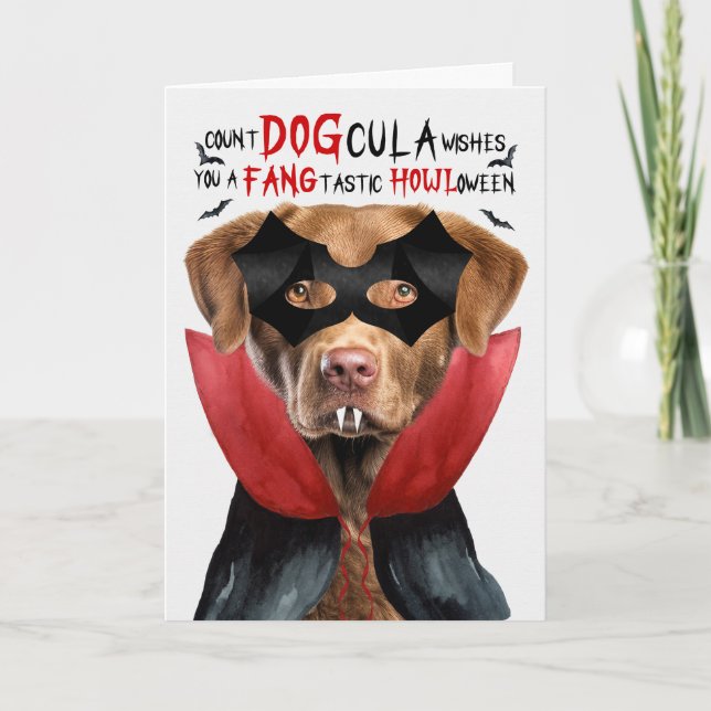 Tarjeta Festiva Chesapeake Bay Dog Funny Count DOGcula Halloween (Anverso)