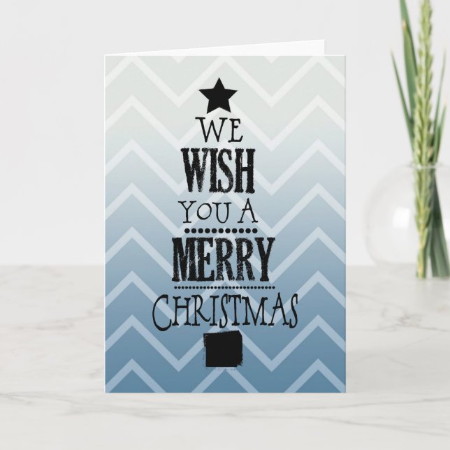 Tarjeta Festiva Chevron blanco cielo (Anverso)