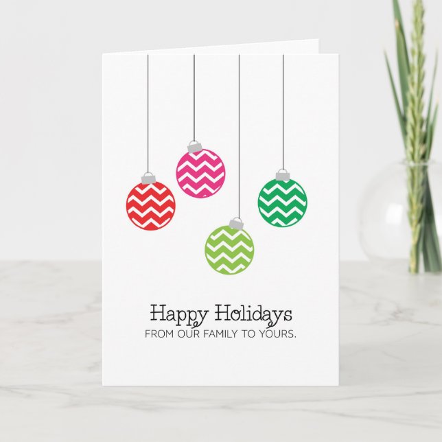 Tarjeta Festiva Chevron Ornament Holiday Card (Anverso)