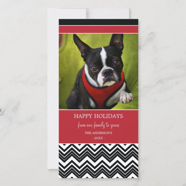 TARJETA FESTIVA CHEVRON STRIPES | HOLIDAY PHOTO CARD (Anverso)