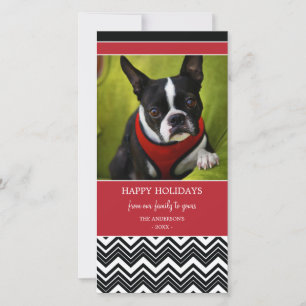 TARJETA FESTIVA CHEVRON STRIPES   HOLIDAY PHOTO CARD