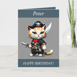 Tarjeta Festiva Chibi Cat vestido como una carta de cumpleaños pir