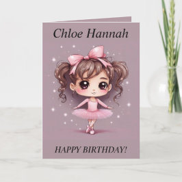 Tarjeta Festiva Chibi Chica pigtails Ballerina Birthday Card