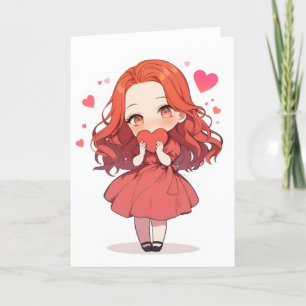 Tarjeta Festiva Chibi Love Anime Chica