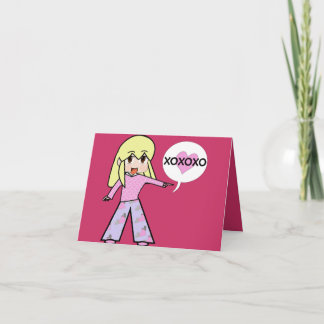 Tarjeta Festiva Chibi Valentine Hearts