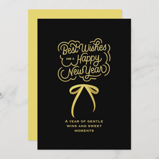 Tarjeta Festiva Chic 2026 New Year' Eve Party Gold Glitter Black  (Anverso / Reverso)