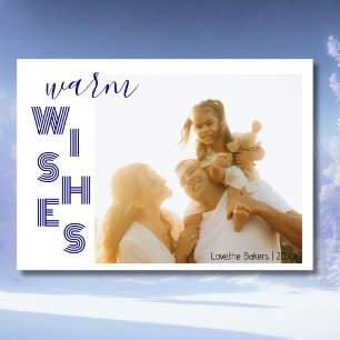 Tarjeta Festiva Chic Azul Deseos Cálidos Dos Familia Playa Foto 