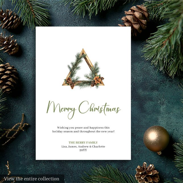 Tarjeta Festiva Chic Bohemian Rustic Neutral Christmas Greeting  (Chic Bohemian Rustic Neutral Christmas Greeting Card)