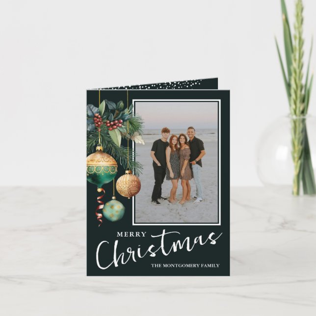 Tarjeta Festiva Chic Christmas Tree Ornaments Flat (Anverso)