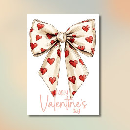 Tarjeta Festiva Chic Cream Bow Happy Valentines Day