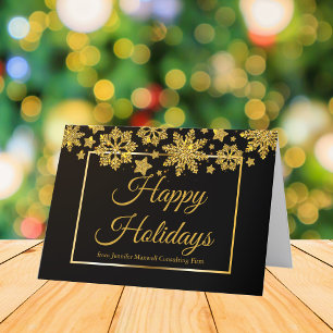 Tarjeta Festiva Chic de Felices Fiestas Corporativas Negro Copo de