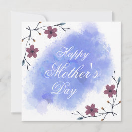 Tarjeta Festiva Chic floral morado blanco guión moderno de la madr