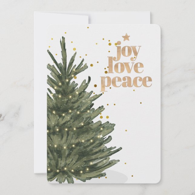 Tarjeta Festiva Chic Glitter Gold Script Non Photo Christmas Tree  (Anverso)