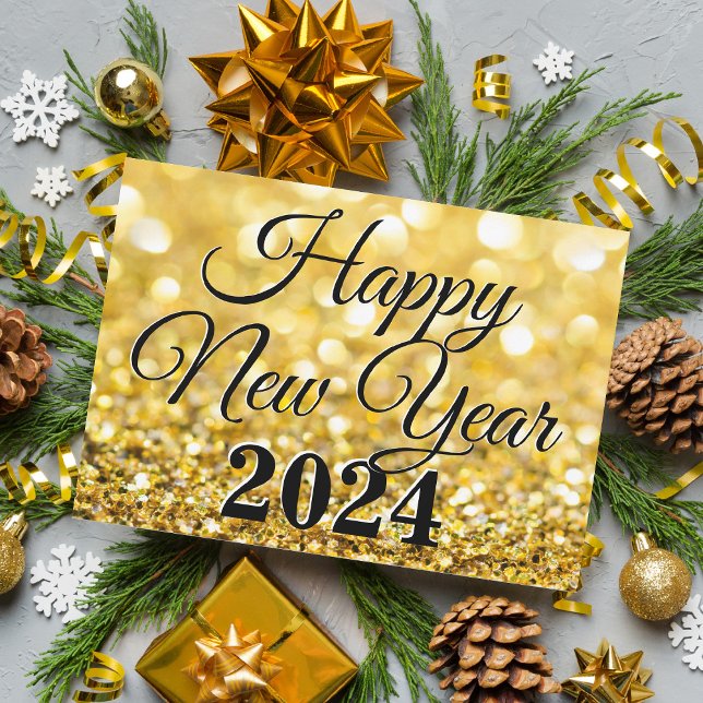 Tarjeta Festiva Chic Gold Feliz Año Nuevo 2024 Empresa (Subido por el creador)
