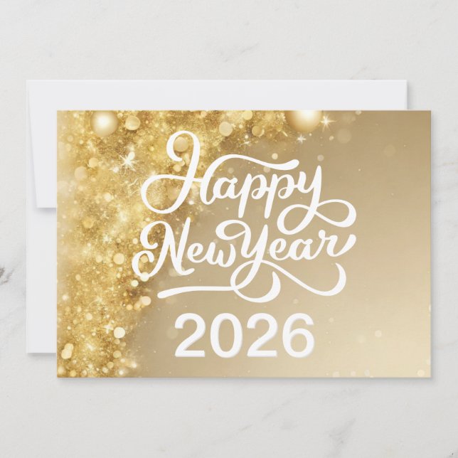 Tarjeta Festiva Chic Gold Happy New Year 2026 Company  (Anverso)