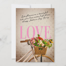 Tarjeta Festiva Chic Lifestyle Floral Bicycle Mother’s Day Love