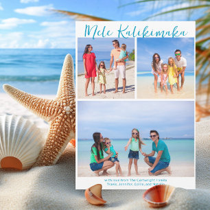 Tarjeta Festiva Chic Mele Kalikimaka Collage de Fotos Familiares C