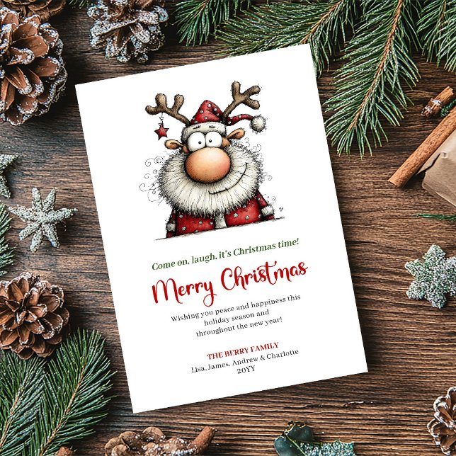 Tarjeta Festiva Chic Minimalist Santa Funny Christmas Greeting (Chic Minimalist Santa Funny Christmas Greeting)