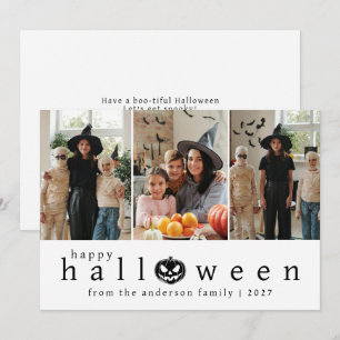 Tarjeta Festiva Chic Minimalista Moderno 3 Foto Collage Halloween