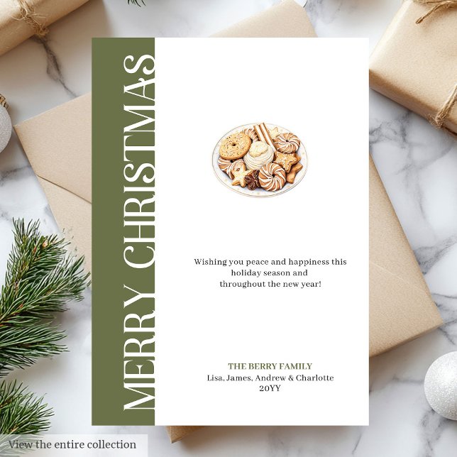 Tarjeta Festiva Chic Neutral Christmas Cookies Digital Greeting  (Chic Neutral Christmas Cookies Digital Greeting Holiday Card)