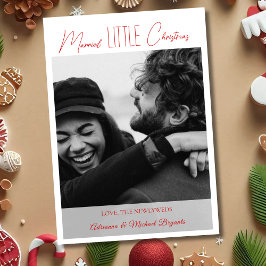 Tarjeta Festiva Chic Red Calligraphy Married Little Christmas