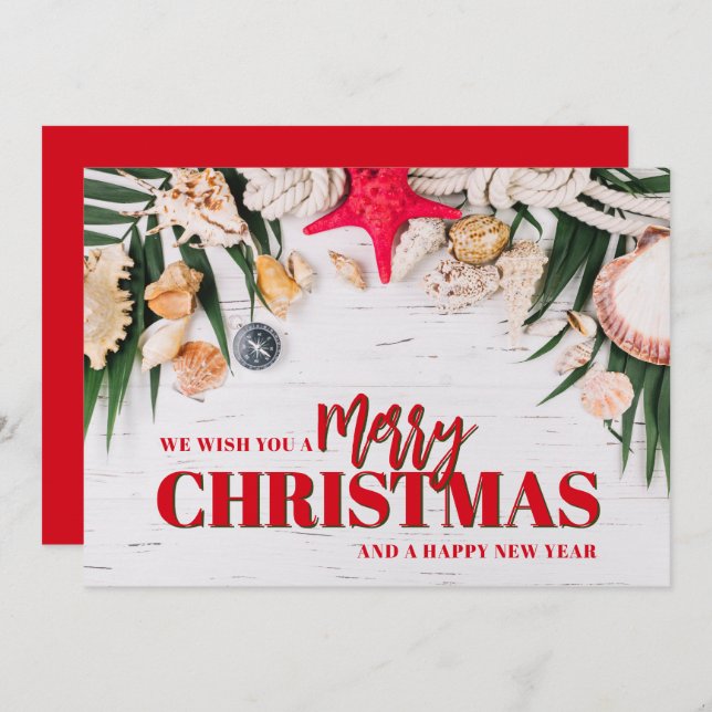 Tarjeta Festiva Chic Tropical Merry Christmas Business Logo (Anverso / Reverso)