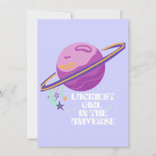 Tarjeta Festiva Chica afortunado, Chica más afortunado, afortunado