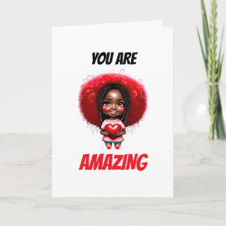 Tarjeta Festiva Chica afroamericano amable, eres increíble.