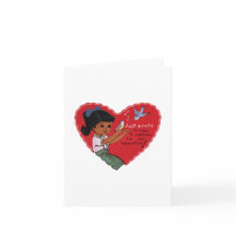 Chica afroamericano con pájaros Valentine