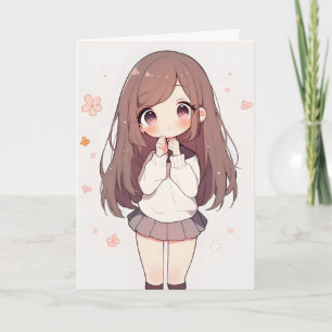 Tarjeta Festiva Chica Anime Bonita Adorable