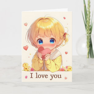 Tarjeta Festiva Chica Anime Bonita Amor