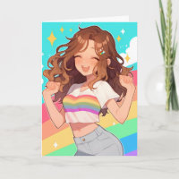 Chica Anime Feliz Arcoíris