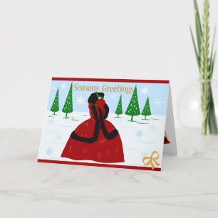 Tarjeta Festiva Chica Art Deco Xmas