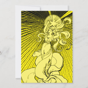 Tarjeta Festiva Chica Art Nouveau Con Estrella Brillante