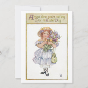 Tarjeta Festiva Chica bonito con flores de Semana Santa