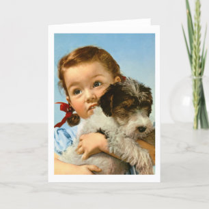 Tarjeta Festiva Chica con perro en Alemania