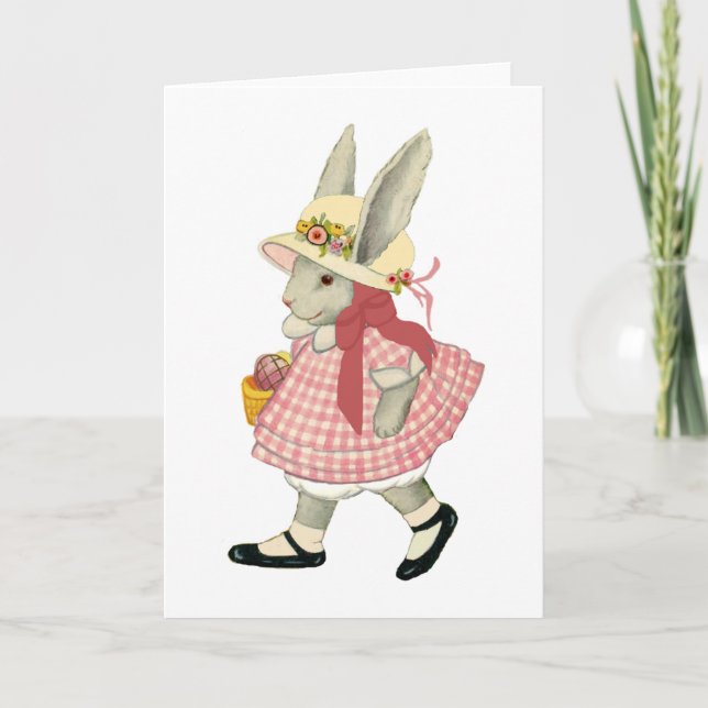 Tarjeta Festiva Chica Conejo de Pascua (Anverso)