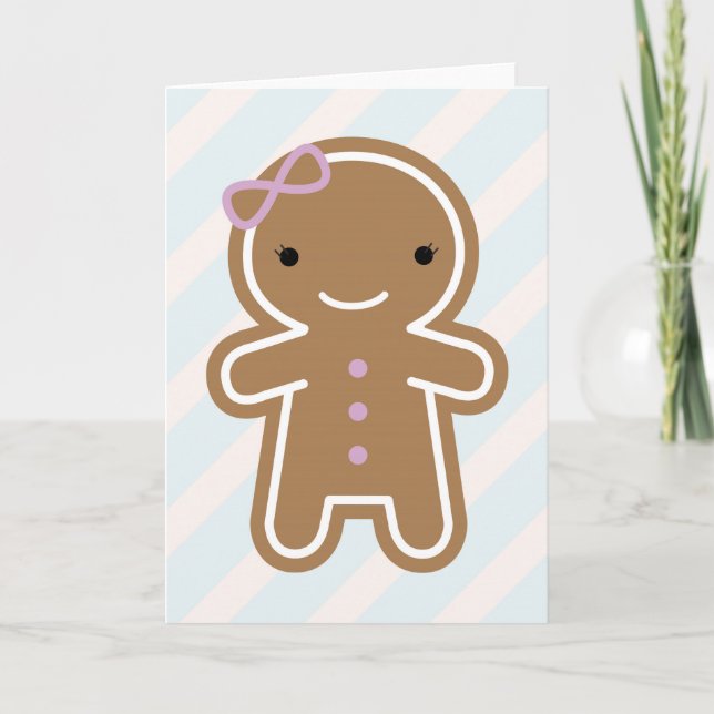 Tarjeta Festiva Chica Cookie Cute Kawaii Gingerbread (Anverso)