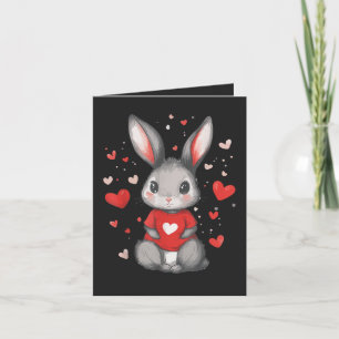 Tarjeta Festiva Chica Corazón Amante de Conejos