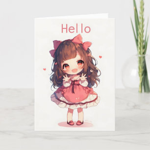 Tarjeta Festiva Chica Cute Hello Anime