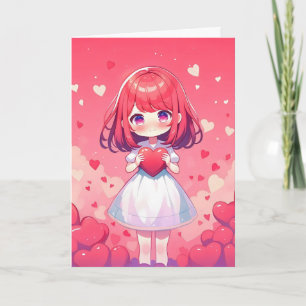 Tarjeta Festiva Chica de Anime Chibi Love