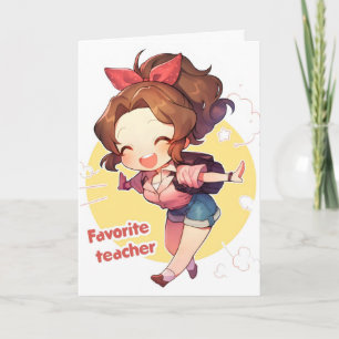 Tarjeta Festiva Chica de Anime de Profesor Favorito