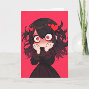 Tarjeta Festiva Chica de Anime Divertida Sonrojada