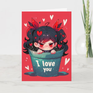 Tarjeta Festiva Chica de Anime en Olla Te Amo
