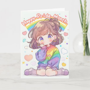 Tarjeta Festiva Chica de Anime Feliz Mes del Orgullo