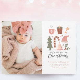 Tarjeta Festiva Chica de fotografía infantil gracioso que ama a lo