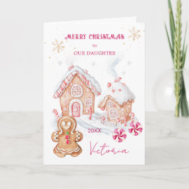 Tarjeta Festiva Chica de la casa Gingerbread Navidades Hijas
