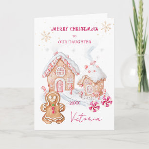 Tarjeta Festiva Chica de la casa Gingerbread Navidades Hijas